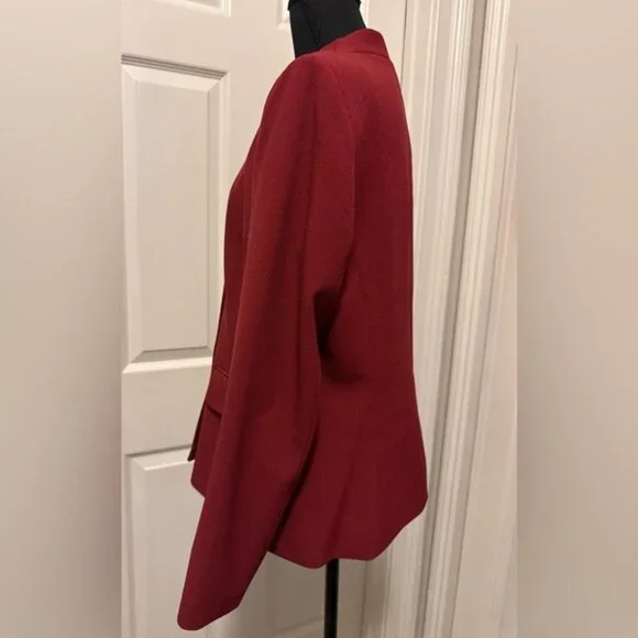 Tahari Red Blazer Structured Notched Lapel - Picture 4 of 9